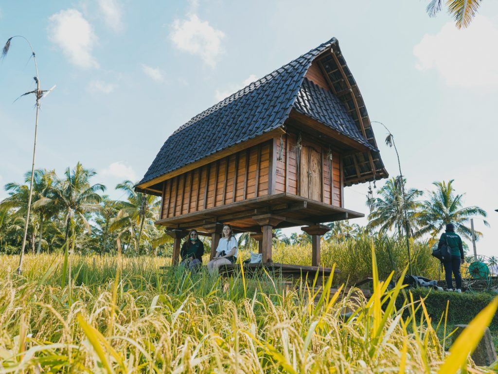 Isabel relaxing at Lumbung (Balinese Rice Barn)