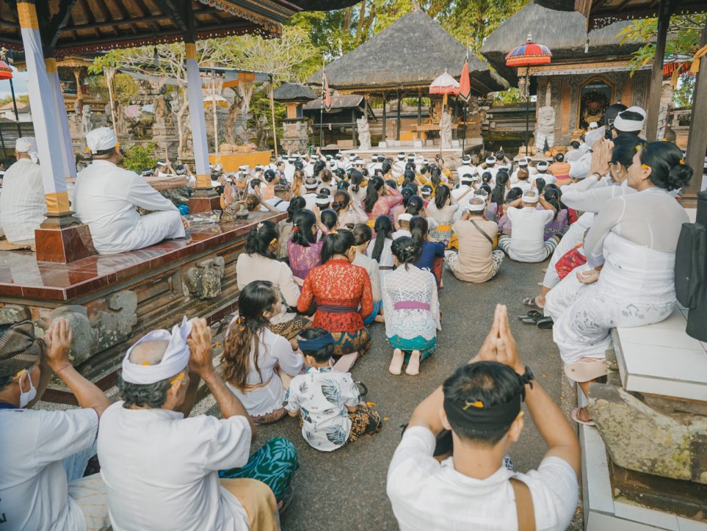 Galungan Ceremony Ritual inside the temple